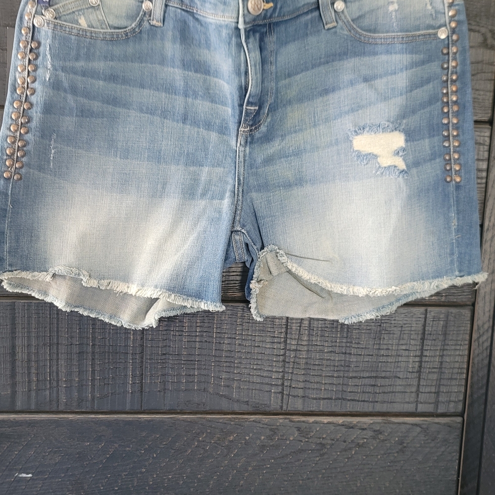 Rock & Republic Blue Jean Shorts with Distressed Details